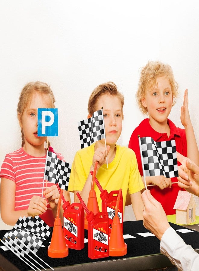 Mifoci 25 Pcs Racing Birthday Party Supplies Include 6 Fuel Race Cups 6 Cone Cups 12 Checkered Flags and Racetrack Floor Runner Race Theme Party Decorations for Racing - Image 5
